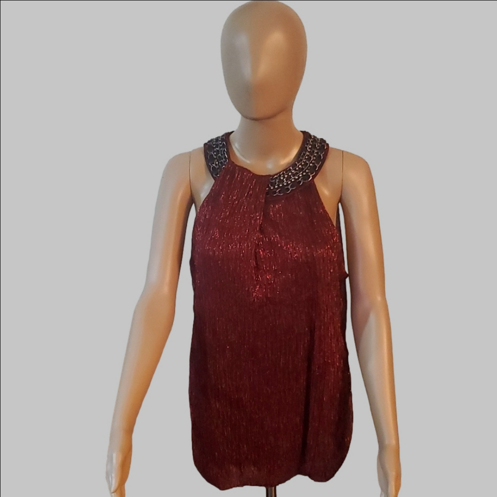 Alfani Wine Metallic Sleeveless Top